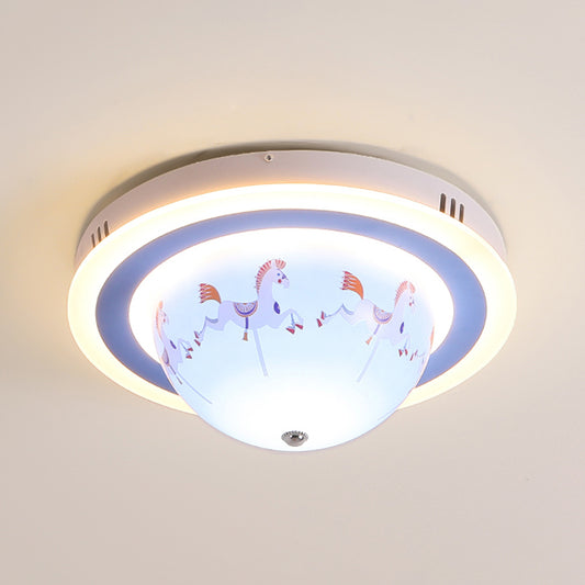 Blue Bowl Flush Mount Ceiling Light with Animal Cartoon Acrylic Ceiling Light Fixture for Nursing Room Blue Clearhalo 'Ceiling Lights' 'Close To Ceiling Lights' 'Close to ceiling' 'Flush mount' Lighting' 240611