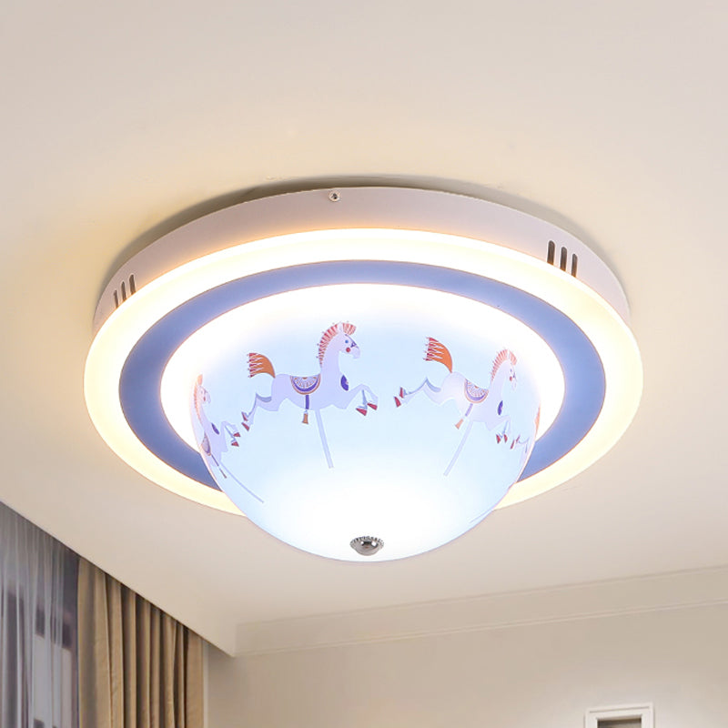 Blue Bowl Flush Mount Ceiling Light with Animal Cartoon Acrylic Ceiling Light Fixture for Nursing Room Clearhalo 'Ceiling Lights' 'Close To Ceiling Lights' 'Close to ceiling' 'Flush mount' Lighting' 240612