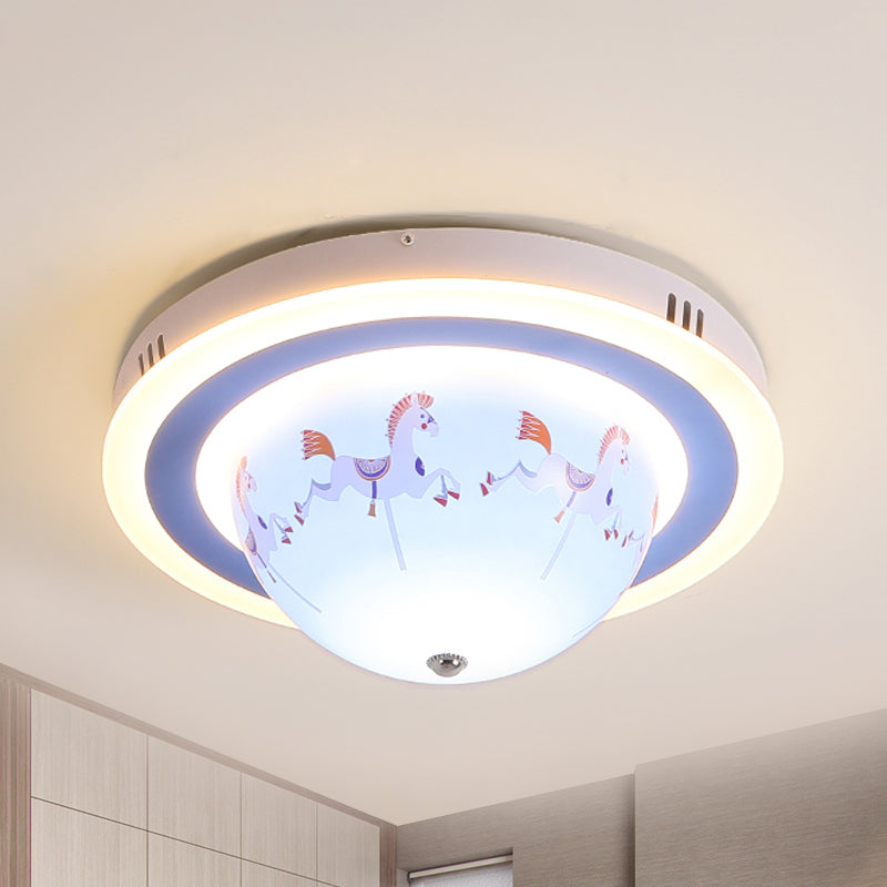 Blue Bowl Flush Mount Ceiling Light with Animal Cartoon Acrylic Ceiling Light Fixture for Nursing Room Clearhalo 'Ceiling Lights' 'Close To Ceiling Lights' 'Close to ceiling' 'Flush mount' Lighting' 240613