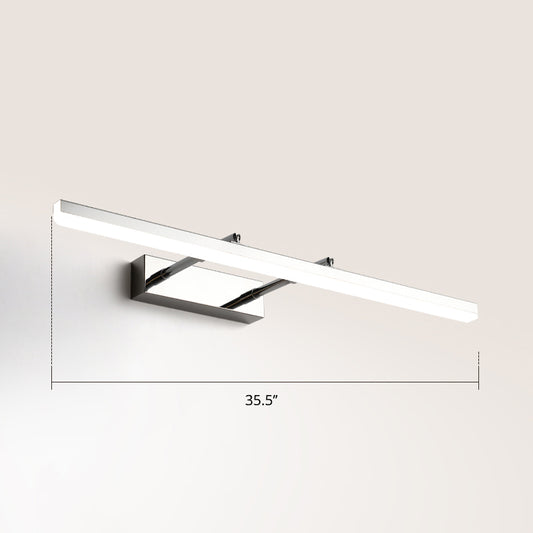 Pivoting Bar LED Wall Mount Lamp Simplicity Acrylic Bedroom Vanity Light Fixture Chrome 35.5" White Clearhalo 'Cast Iron' 'Glass' 'Industrial' 'Modern wall lights' 'Modern' 'Tiffany' 'Traditional wall lights' 'Vanity Lights' 'Wall Lights' Lighting' 2406132