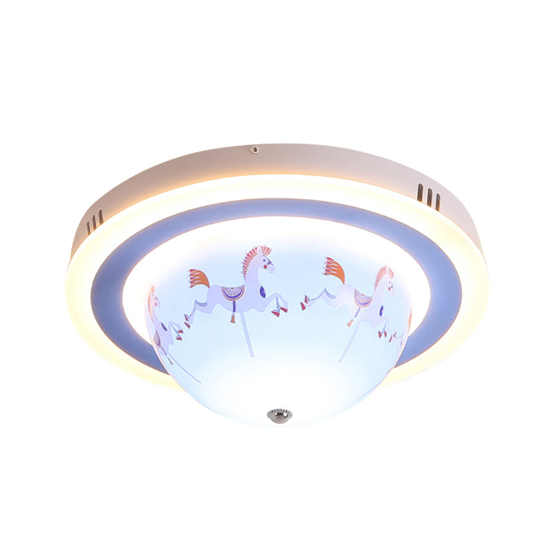 Blue Bowl Flush Mount Ceiling Light with Animal Cartoon Acrylic Ceiling Light Fixture for Nursing Room Clearhalo 'Ceiling Lights' 'Close To Ceiling Lights' 'Close to ceiling' 'Flush mount' Lighting' 240614