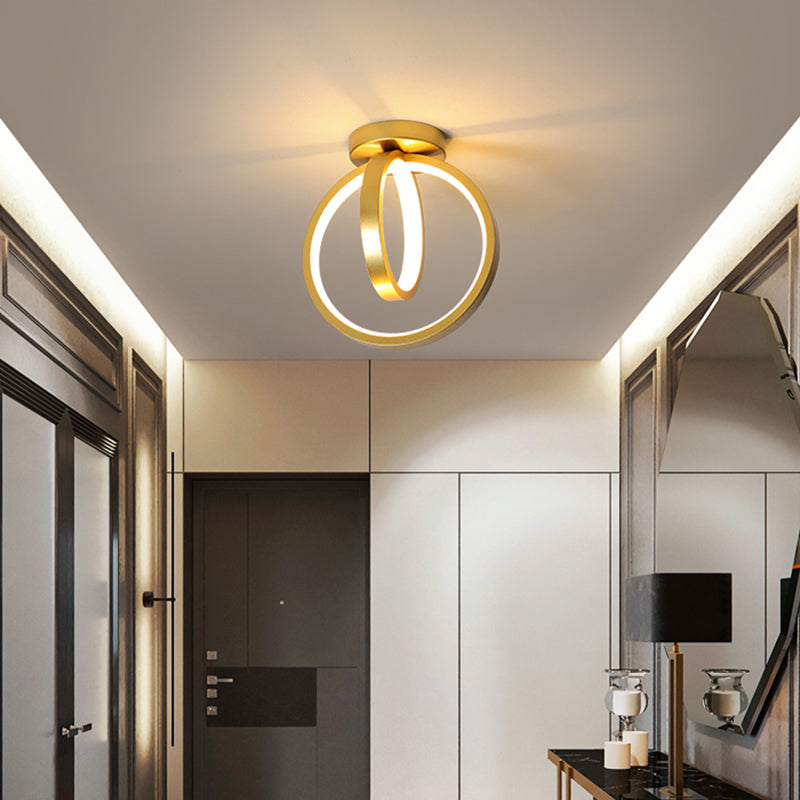 Circle Foyer Ceiling Flush Light Metallic Minimalist LED Semi Flush Mount Lighting Gold Clearhalo 'Ceiling Lights' 'Close To Ceiling Lights' 'Close to ceiling' 'Semi-flushmount' Lighting' 2406146