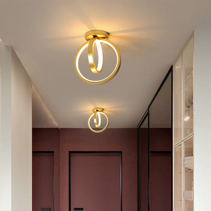 Circle Foyer Ceiling Flush Light Metallic Minimalist LED Semi Flush Mount Lighting Clearhalo 'Ceiling Lights' 'Close To Ceiling Lights' 'Close to ceiling' 'Semi-flushmount' Lighting' 2406147