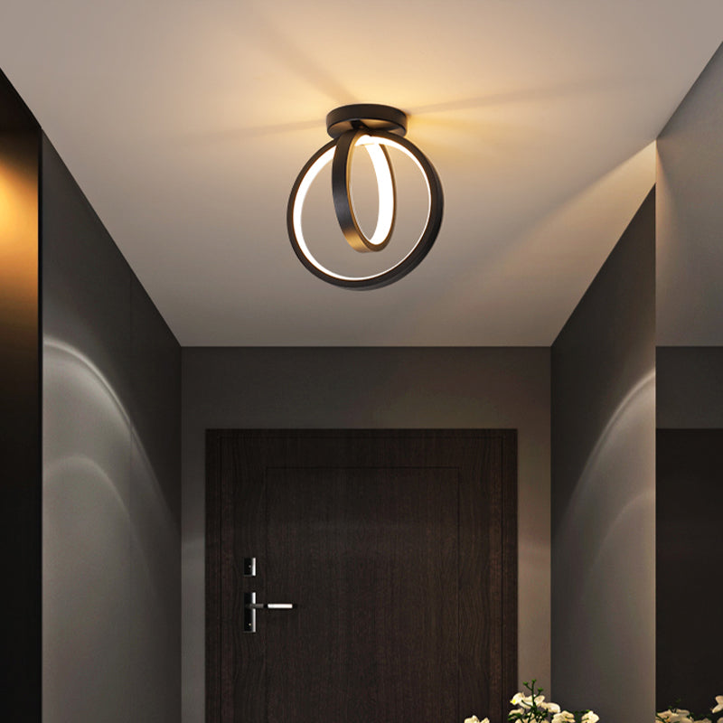 Circle Foyer Ceiling Flush Light Metallic Minimalist LED Semi Flush Mount Lighting Black Clearhalo 'Ceiling Lights' 'Close To Ceiling Lights' 'Close to ceiling' 'Semi-flushmount' Lighting' 2406148