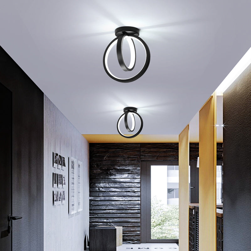 Circle Foyer Ceiling Flush Light Metallic Minimalist LED Semi Flush Mount Lighting Black White Clearhalo 'Ceiling Lights' 'Close To Ceiling Lights' 'Close to ceiling' 'Semi-flushmount' Lighting' 2406149