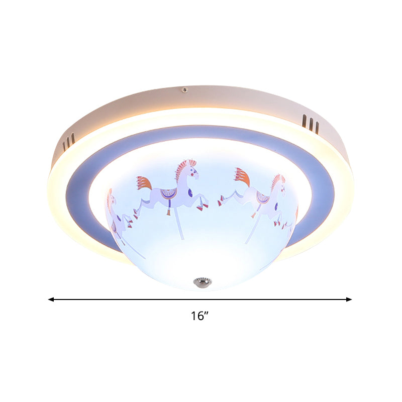 Blue Bowl Flush Mount Ceiling Light with Animal Cartoon Acrylic Ceiling Light Fixture for Nursing Room Clearhalo 'Ceiling Lights' 'Close To Ceiling Lights' 'Close to ceiling' 'Flush mount' Lighting' 240615