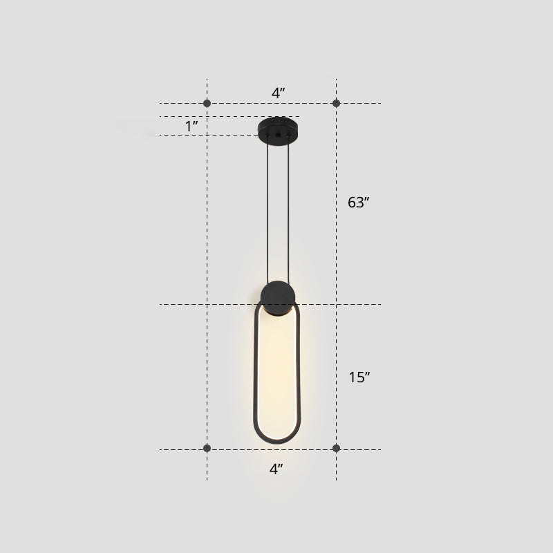 Black Circular Hanging Lamp Nordic Metallic LED Suspension Light Fixture for Bedroom Black Warm Rectangle Clearhalo 'Ceiling Lights' 'Modern Pendants' 'Modern' 'Pendant Lights' 'Pendants' Lighting' 2406206