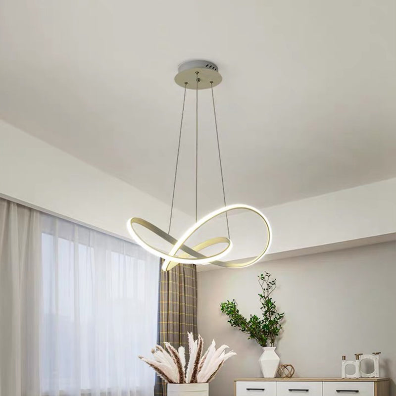 Decorative Cycle Chandelier Lighting Acrylic Dining Room LED Ceiling Pendant in White Clearhalo 'Ceiling Lights' 'Chandeliers' 'Modern Chandeliers' 'Modern' Lighting' 2406256