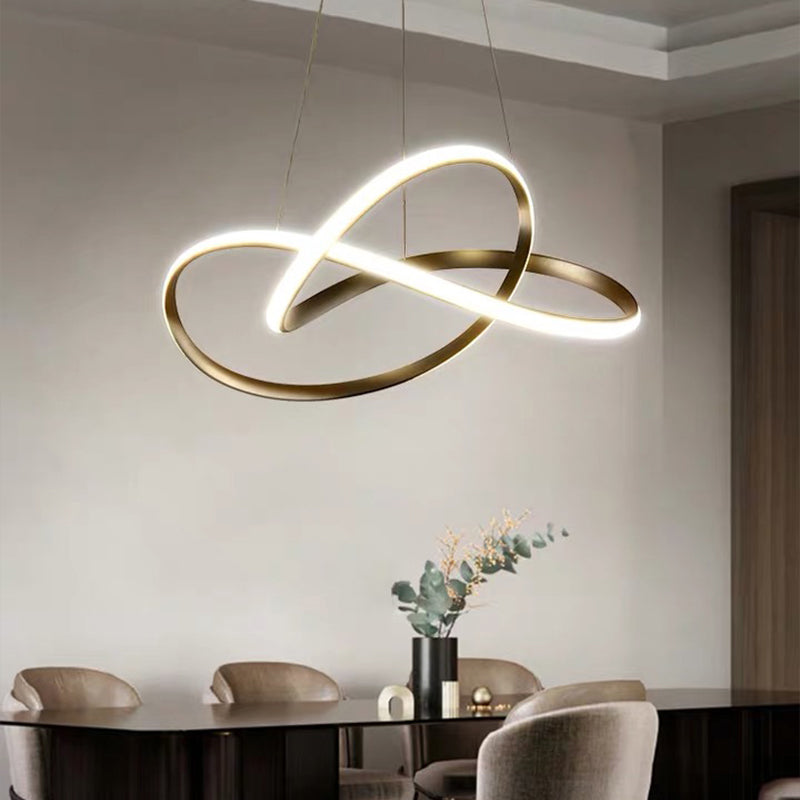 Decorative Cycle Chandelier Lighting Acrylic Dining Room LED Ceiling Pendant in White Clearhalo 'Ceiling Lights' 'Chandeliers' 'Modern Chandeliers' 'Modern' Lighting' 2406259