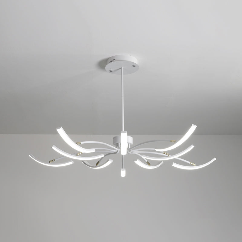 White Floral Chandelier Light Minimalistic Metal LED Ceiling Suspension Lamp for Living Room 10 White White Clearhalo 'Ceiling Lights' 'Chandeliers' 'Modern Chandeliers' 'Modern' Lighting' 2406299