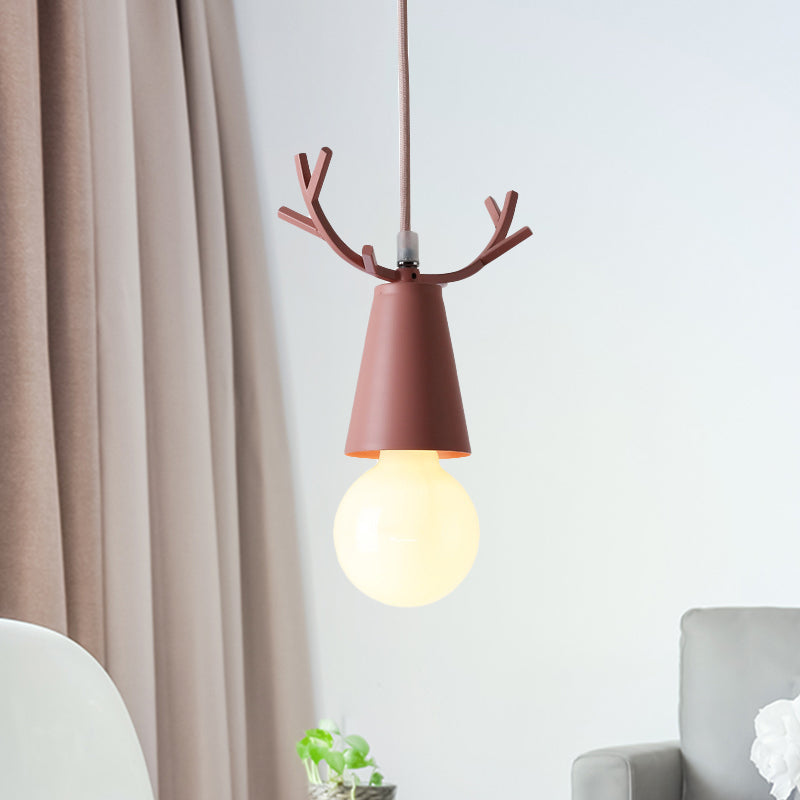 Pendant Light for Bedroom, Adjustable Ball Ceiling Fixture with Antler Decoration for Kids Nordic Style Clearhalo 'Ceiling Lights' 'Pendant Lights' 'Pendants' Lighting' 240683