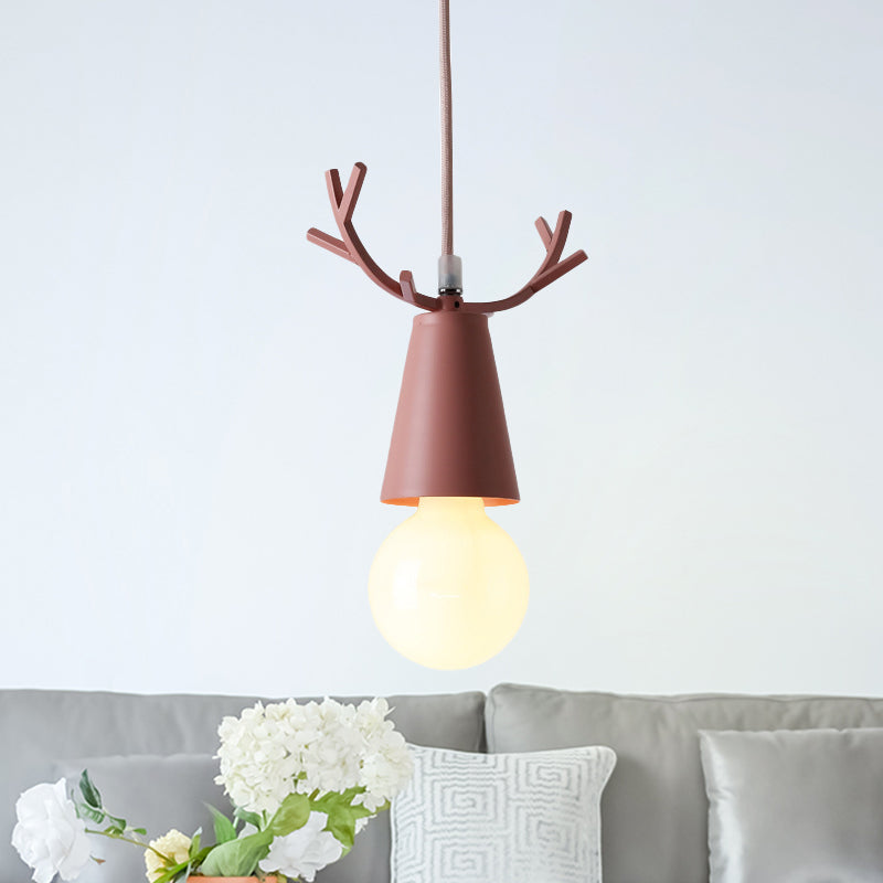 Pendant Light for Bedroom, Adjustable Ball Ceiling Fixture with Antler Decoration for Kids Nordic Style Clearhalo 'Ceiling Lights' 'Pendant Lights' 'Pendants' Lighting' 240684