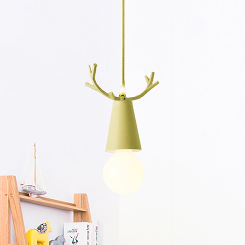 Pendant Light for Bedroom, Adjustable Ball Ceiling Fixture with Antler Decoration for Kids Nordic Style Clearhalo 'Ceiling Lights' 'Pendant Lights' 'Pendants' Lighting' 240686