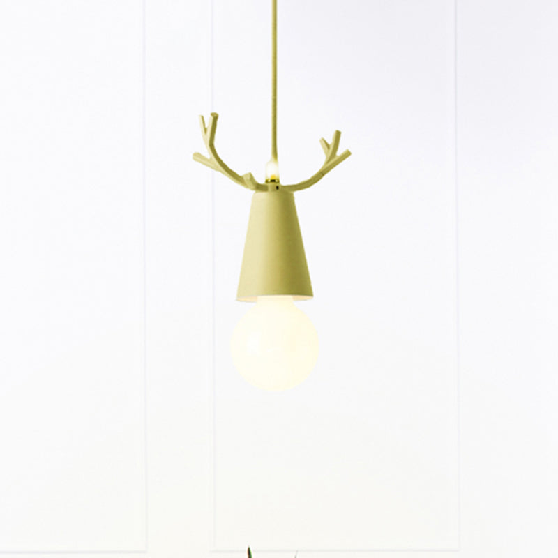 Pendant Light for Bedroom, Adjustable Ball Ceiling Fixture with Antler Decoration for Kids Nordic Style Clearhalo 'Ceiling Lights' 'Pendant Lights' 'Pendants' Lighting' 240687