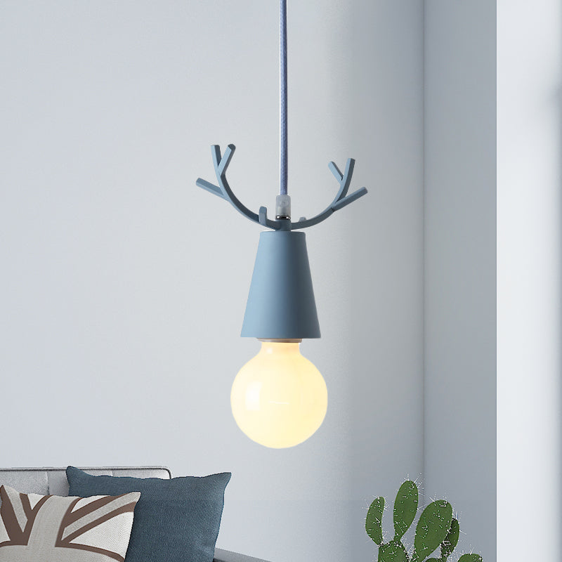 Pendant Light for Bedroom, Adjustable Ball Ceiling Fixture with Antler Decoration for Kids Nordic Style Clearhalo 'Ceiling Lights' 'Pendant Lights' 'Pendants' Lighting' 240688