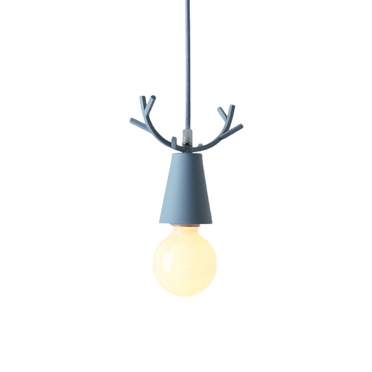 Pendant Light for Bedroom, Adjustable Ball Ceiling Fixture with Antler Decoration for Kids Nordic Style Clearhalo 'Ceiling Lights' 'Pendant Lights' 'Pendants' Lighting' 240690