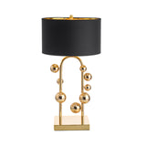 Sphere Task Light Traditional Metal 1 Bulb Gold Reading Lamp with White/Black Drum Fabric Shade Clearhalo 'Lamps' 'Table Lamps' Lighting' 240716