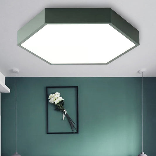 Child Bedroom LED Ceiling Light Modern Macaron Flush Mount Lighting with Hexagon Shade Clearhalo 'Ceiling Lights' 'Close To Ceiling Lights' 'Close to ceiling' 'Flush mount' Lighting' 240741