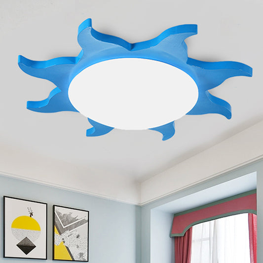 Sun Shaped Flush Ceiling Light Cartoon Wood Acrylic Ceiling Light for Kindergarten Clearhalo 'Ceiling Lights' 'Close To Ceiling Lights' 'Close to ceiling' 'Flush mount' Lighting' 240784