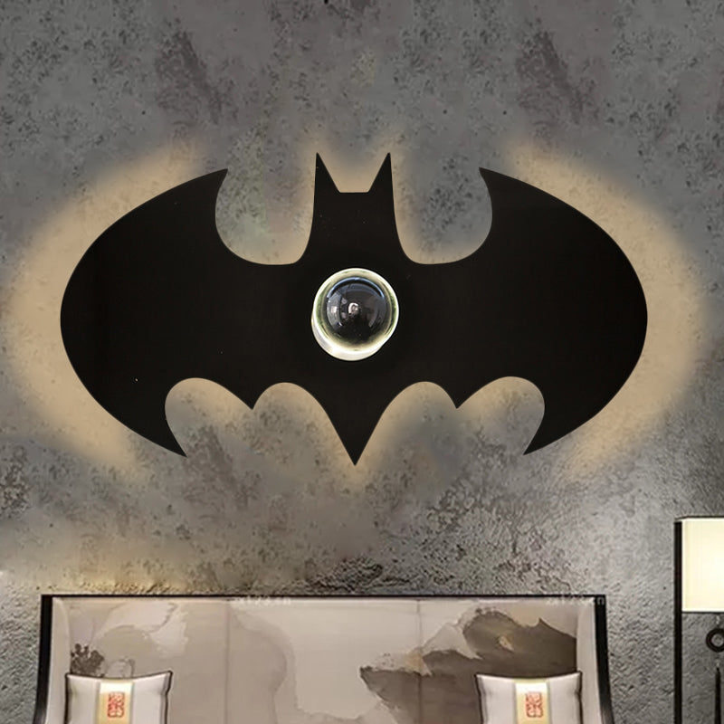 Metal Small Bat Wall Light 1 Head Modern Creative Sconce Light in Black for Boys Bedroom Clearhalo 'Wall Lamps & Sconces' 'Wall Lights' Lighting' 240795