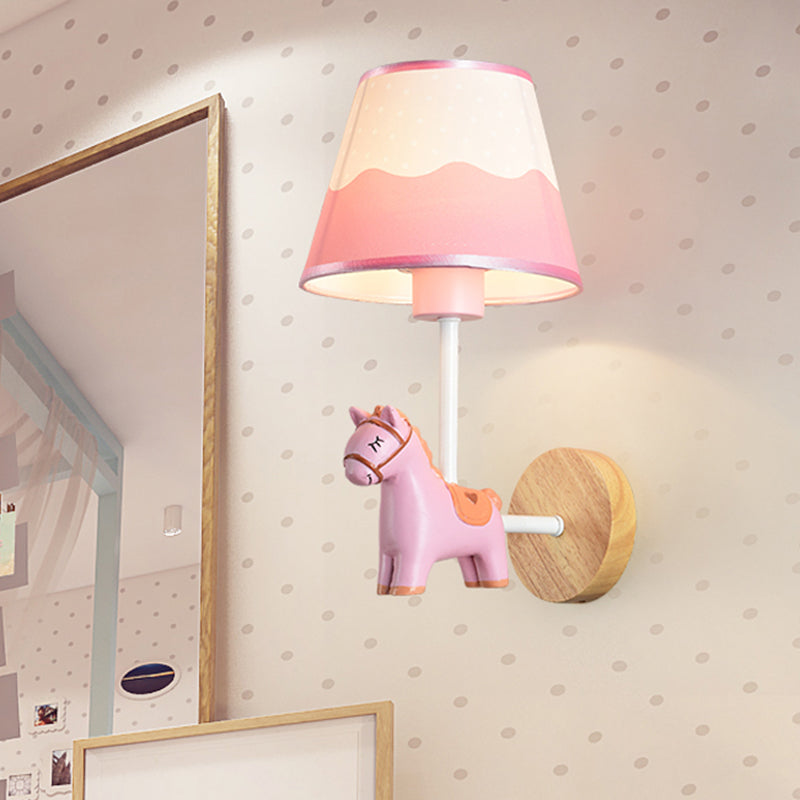 Contemporary Sconce Light Tapered Shade Single Light Wood Wall Lamp with Animal for Teen Clearhalo 'Wall Lamps & Sconces' 'Wall Lights' Lighting' 240812