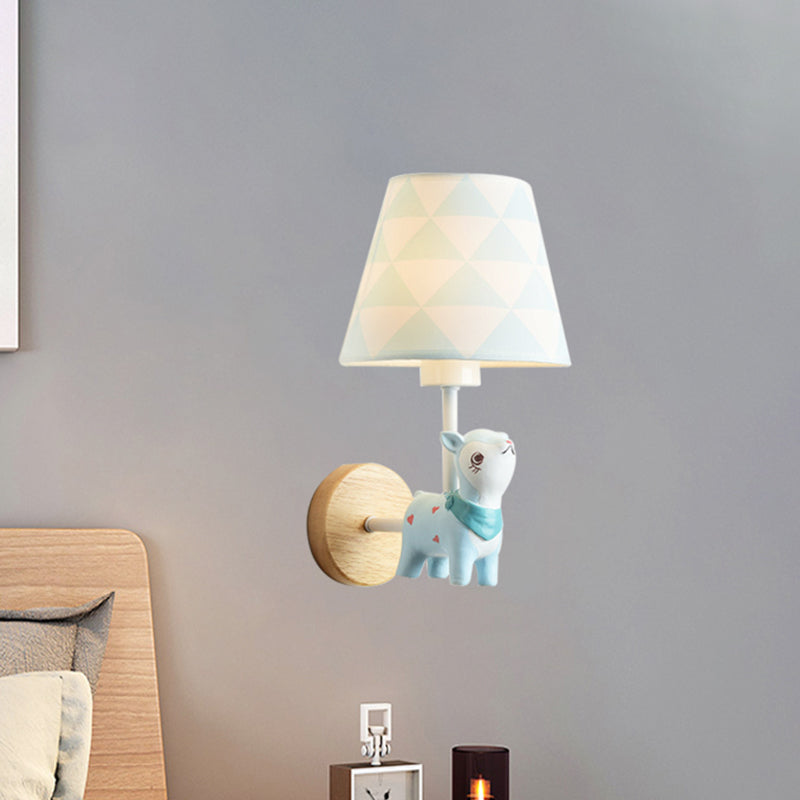 Contemporary Sconce Light Tapered Shade Single Light Wood Wall Lamp with Animal for Teen Clearhalo 'Wall Lamps & Sconces' 'Wall Lights' Lighting' 240814