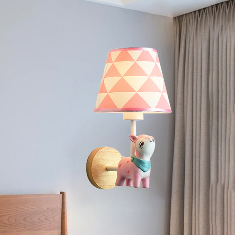 Contemporary Sconce Light Tapered Shade Single Light Wood Wall Lamp with Animal for Teen Clearhalo 'Wall Lamps & Sconces' 'Wall Lights' Lighting' 240817