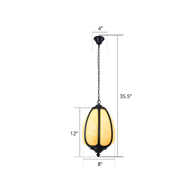 Pumpkin Front Door Hanging Lamp Vintage Plastic 1-Light Black Ceiling Pendant Light Black 8" Clearhalo 'Ceiling Lights' 'Pendant Lights' 'Pendants' Lighting' 2408343