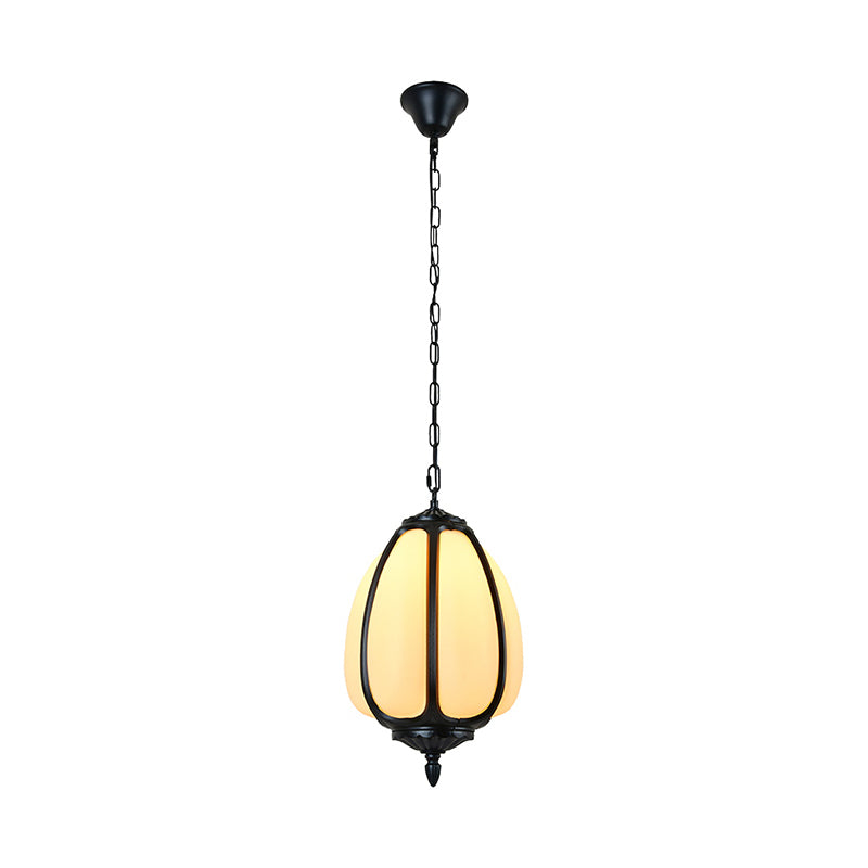 Pumpkin Front Door Hanging Lamp Vintage Plastic 1-Light Black Ceiling Pendant Light Clearhalo 'Ceiling Lights' 'Pendant Lights' 'Pendants' Lighting' 2408346