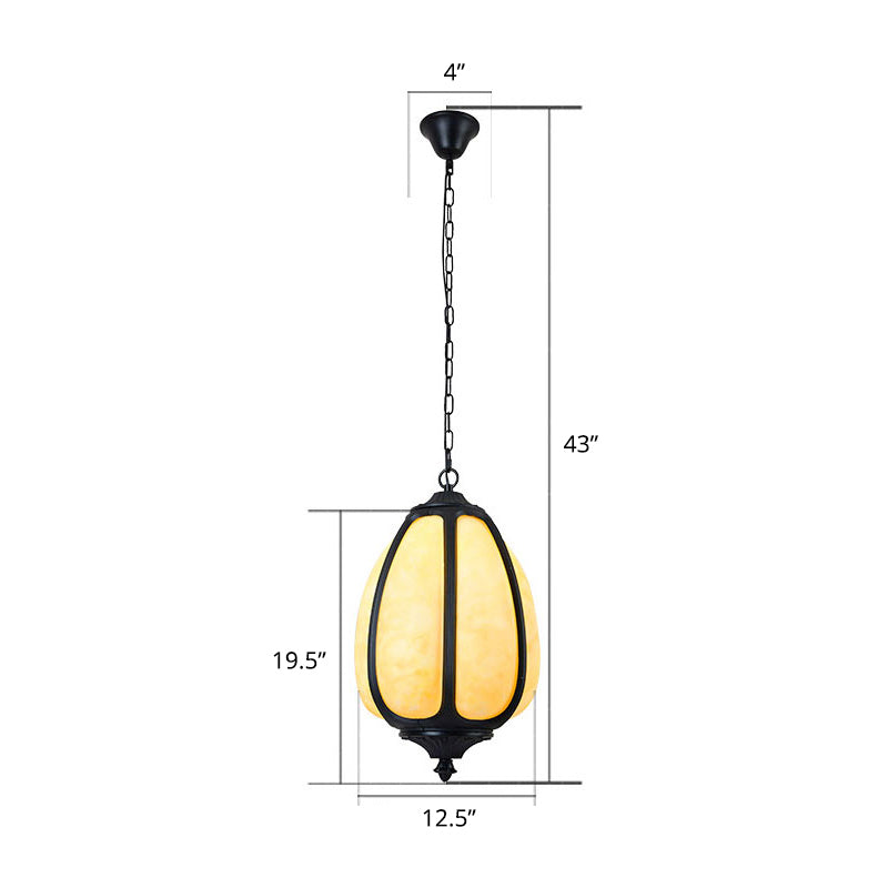 Pumpkin Front Door Hanging Lamp Vintage Plastic 1-Light Black Ceiling Pendant Light Black 12.5" Clearhalo 'Ceiling Lights' 'Pendant Lights' 'Pendants' Lighting' 2408347