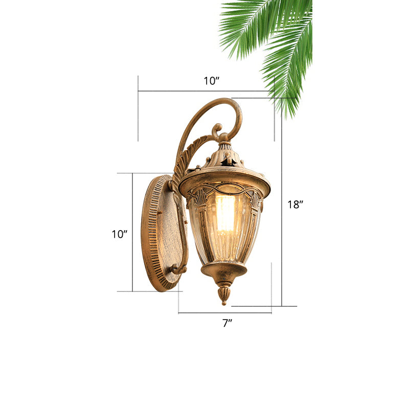 Teardrop Shaped Patio Wall Light Retro Clear Glass 1 Head Wall Mount Lighting Fixture Bronze Clearhalo 'Wall Lamps & Sconces' 'Wall Lights' Lighting' 2408392