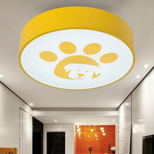 Metal Round Ceiling Mount Light with Doggy Foot Kids Bedroom Modern Ceiling Lamp Yellow Clearhalo 'Ceiling Lights' 'Close To Ceiling Lights' 'Close to ceiling' 'Flush mount' Lighting' 240839