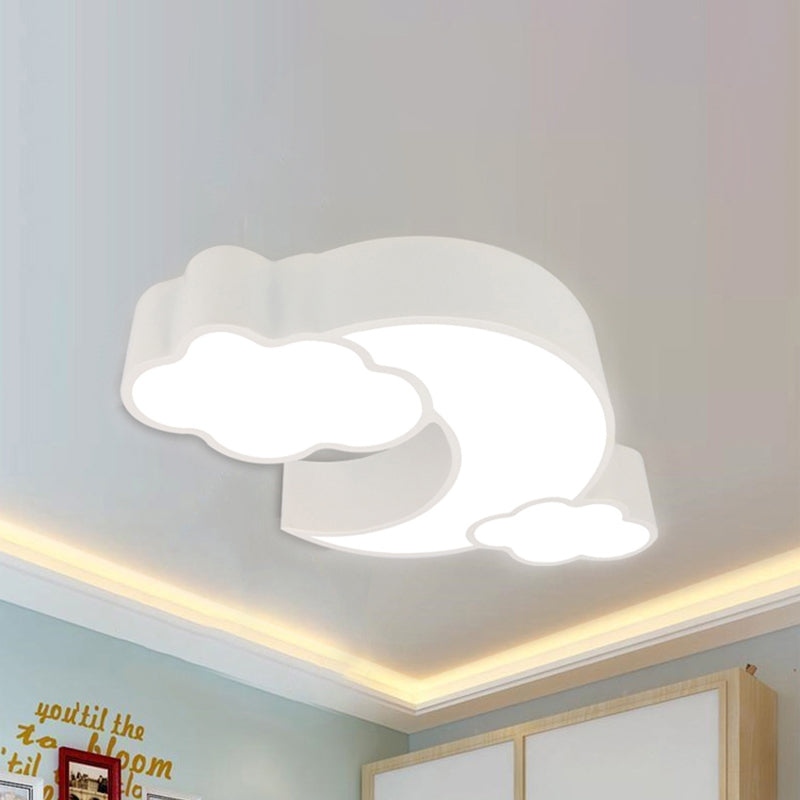 Acrylic Cloud Moon Flush Mount Light Contemporary Ceiling Lamp in Red for Study Room White Clearhalo 'Ceiling Lights' 'Close To Ceiling Lights' 'Close to ceiling' 'Flush mount' Lighting' 240840