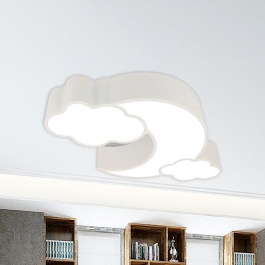 Acrylic Cloud Moon Flush Mount Light Contemporary Ceiling Lamp in Red for Study Room Clearhalo 'Ceiling Lights' 'Close To Ceiling Lights' 'Close to ceiling' 'Flush mount' Lighting' 240841