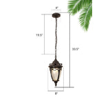 Single Bulb Drop Pendant Antique Bell Shaped Ribbed Glass Suspension Lighting for Outdoor Black Clearhalo 'Ceiling Lights' 'Pendant Lights' 'Pendants' Lighting' 2408447