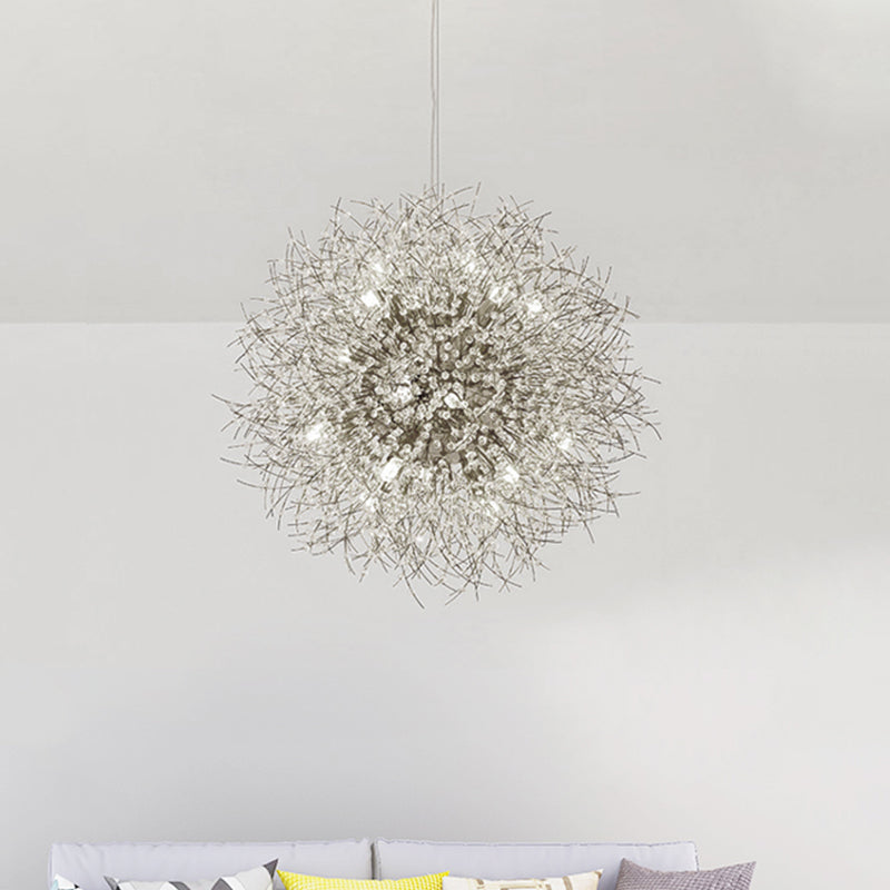 Contemporary Dandelion Hanging Light Metal Silver Finish Pendant Light for Cafe Restaurant Clearhalo 'Ceiling Lights' 'Pendant Lights' 'Pendants' Lighting' 240859