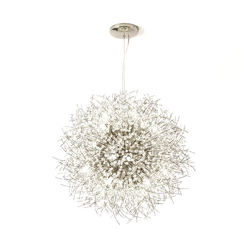 Contemporary Dandelion Hanging Light Metal Silver Finish Pendant Light for Cafe Restaurant Clearhalo 'Ceiling Lights' 'Pendant Lights' 'Pendants' Lighting' 240860