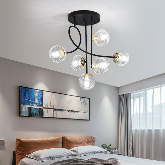 Ball Semi Flush Ceiling Light Modern Glass 6 Lights Bedroom Flush Mount Light Fixture Clearhalo 'Ceiling Lights' 'Close To Ceiling Lights' 'Close to ceiling' 'Semi-flushmount' Lighting' 2408700