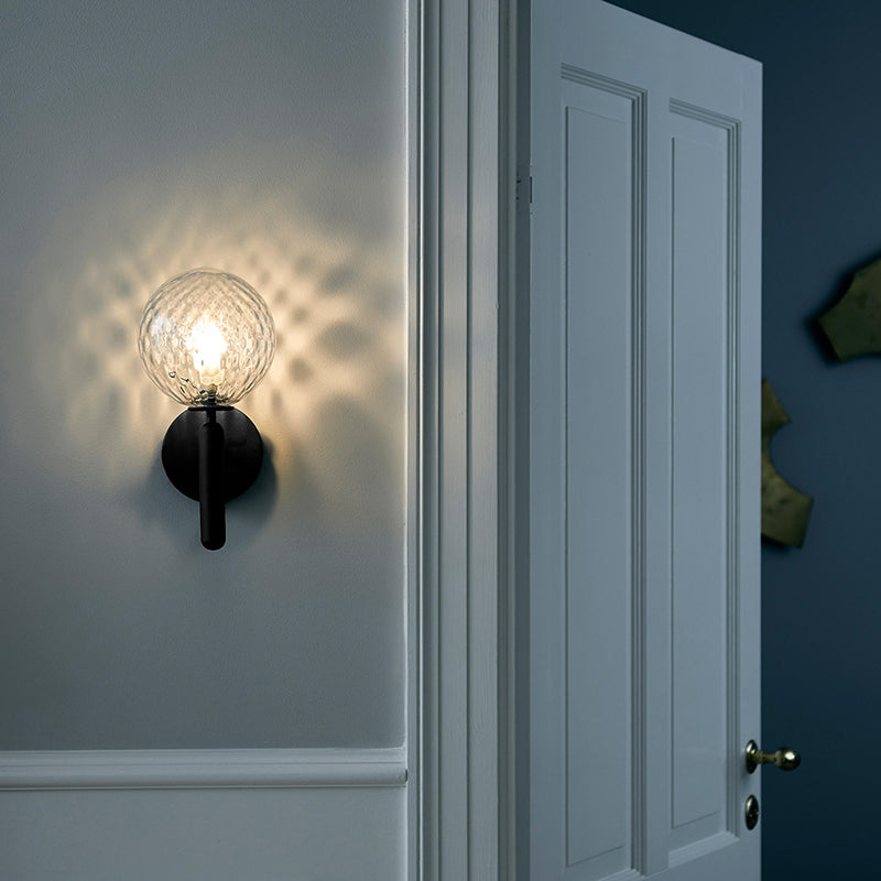 Ball Shade Corridor Wall Sconce Lighting Glass 1-Head Minimalistic Wall Mounted Light Clearhalo 'Cast Iron' 'Glass' 'Industrial' 'Modern wall lights' 'Modern' 'Tiffany' 'Traditional wall lights' 'Wall Lamps & Sconces' 'Wall Lights' Lighting' 2408754