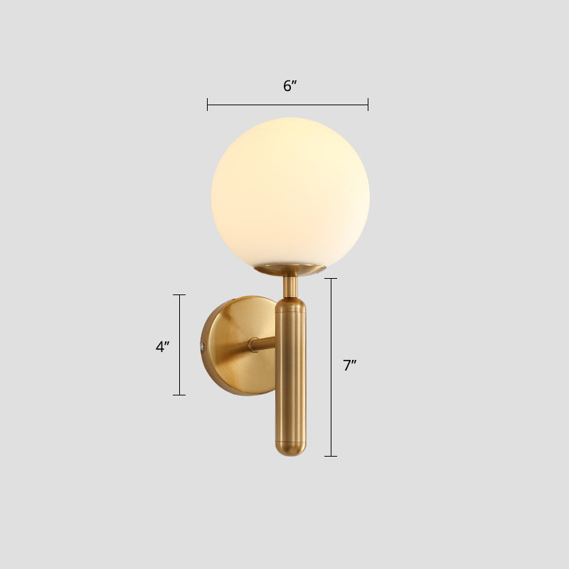 Ball Shade Corridor Wall Sconce Lighting Glass 1-Head Minimalistic Wall Mounted Light Brass Clearhalo 'Cast Iron' 'Glass' 'Industrial' 'Modern wall lights' 'Modern' 'Tiffany' 'Traditional wall lights' 'Wall Lamps & Sconces' 'Wall Lights' Lighting' 2408757