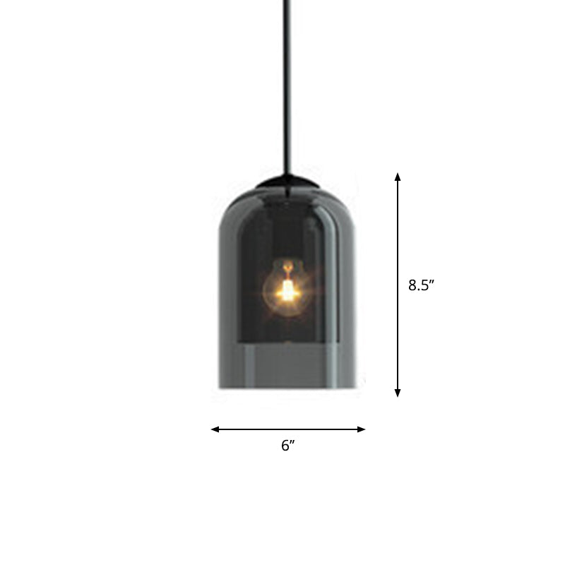 Dual Dome Bedside Pendulum Light Glass 1 Bulb Nordic Style Pendant Light Fixture Clearhalo 'Ceiling Lights' 'Glass shade' 'Glass' 'Modern Pendants' 'Modern' 'Pendant Lights' 'Pendants' Lighting' 2408785