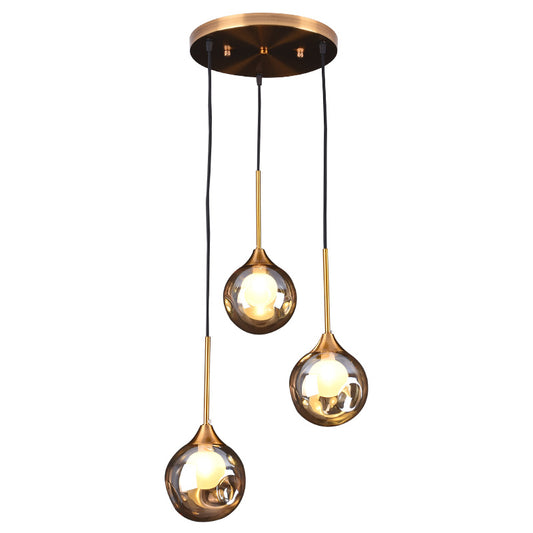 Ball Down Lighting Pendant Minimalism Glass 3-Head Dining Room Multiple Hanging Light Clearhalo 'Ceiling Lights' 'Modern Pendants' 'Modern' 'Pendant Lights' 'Pendants' Lighting' 2408795