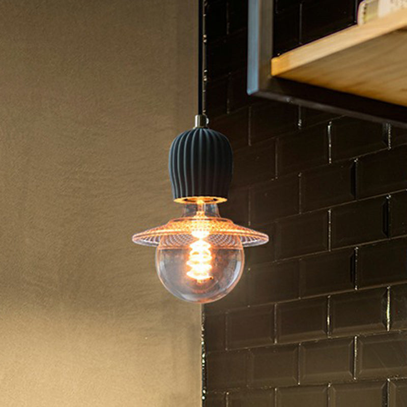 Bare Bulb Hanging Light Fixture Simple Cement 1-Light Black Pendulum Light for Restaurant Clearhalo 'Ceiling Lights' 'Modern Pendants' 'Modern' 'Pendant Lights' 'Pendants' Lighting' 2408879
