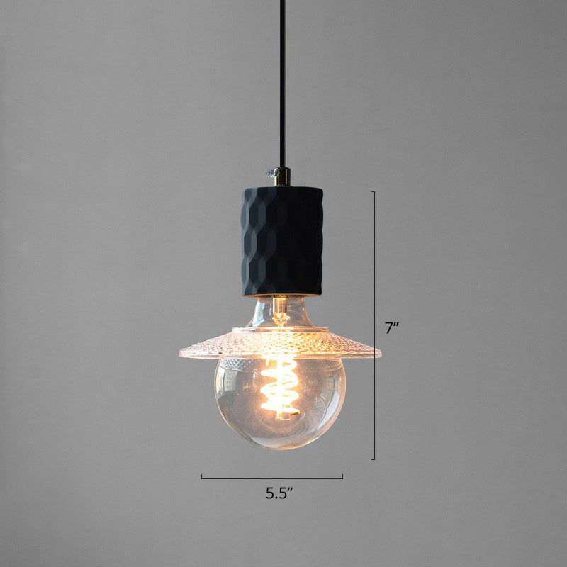 Bare Bulb Hanging Light Fixture Simple Cement 1-Light Black Pendulum Light for Restaurant Black 5.5" Hexagon Clearhalo 'Ceiling Lights' 'Modern Pendants' 'Modern' 'Pendant Lights' 'Pendants' Lighting' 2408881