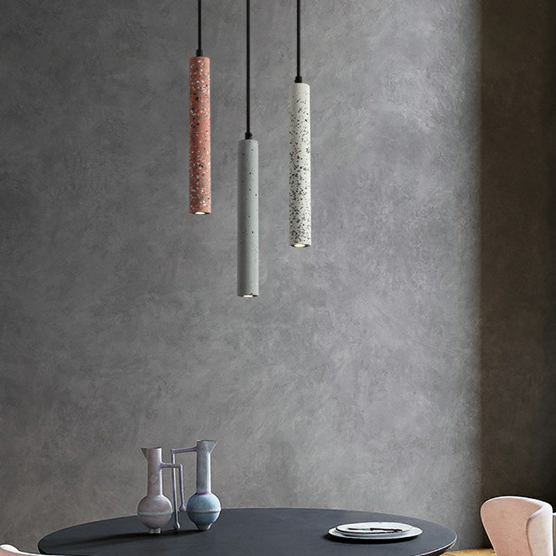 Tubular Bedside Down Lighting Pendant Terrazzo Simplicity LED Suspension Light Fixture Clearhalo 'Ceiling Lights' 'Modern Pendants' 'Modern' 'Pendant Lights' 'Pendants' Lighting' 2408899