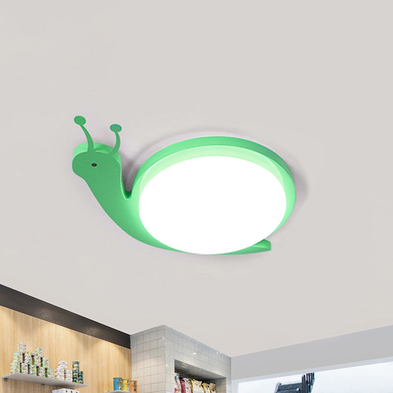 Cartoon Ceiling Mount Light Snail Shape Acrylic Metal Ceiling Fixture for Baby Bedroom Green Clearhalo 'Ceiling Lights' 'Close To Ceiling Lights' 'Close to ceiling' Lighting' 240896