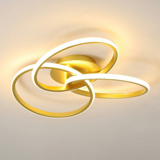 Interlocking Rings Flushmount Lighting Simplicity Acrylic Bedroom LED Ceiling Mounted Light Gold Clearhalo 'Ceiling Lights' 'Close To Ceiling Lights' 'Close to ceiling' 'Flush mount' Lighting' 2408985