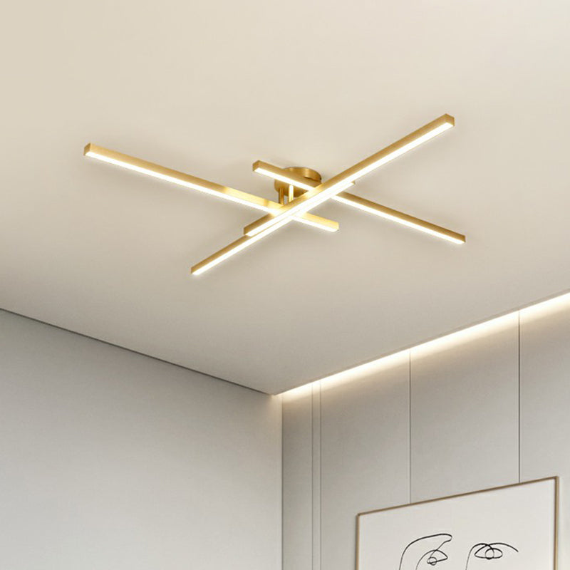 Burst LED Ceiling Light Fixture Minimalism Metal Living Room Semi Flush Mount Light 4 Gold Clearhalo 'Ceiling Lights' 'Close To Ceiling Lights' 'Close to ceiling' 'Semi-flushmount' Lighting' 2408994