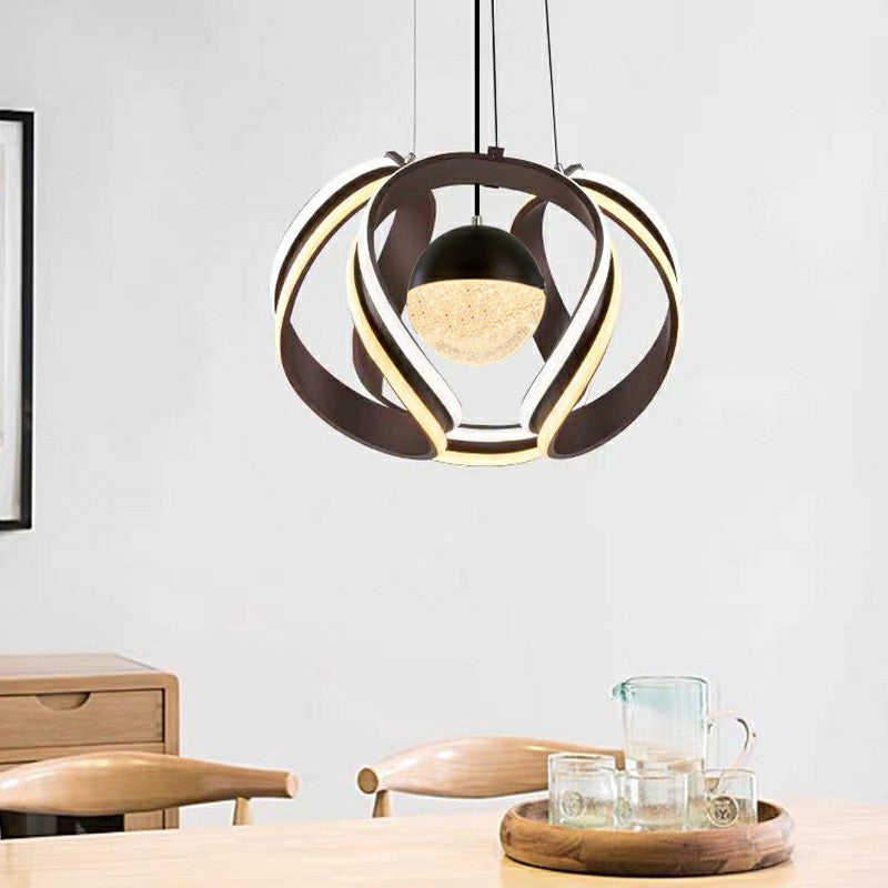 Twist Shaped Dining Room Suspension Lamp Acrylic Nordic LED Chandelier Pendant Light Coffee Clearhalo 'Ceiling Lights' 'Chandeliers' 'Modern Chandeliers' 'Modern' Lighting' 2409020