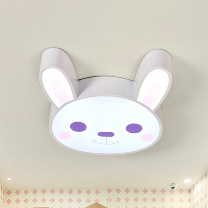 Bunny Girls Bedroom Flush Mount Light Acrylic Animal Ceiling Fixture in White Finish Clearhalo 'Ceiling Lights' 'Close To Ceiling Lights' 'Close to ceiling' 'Flush mount' Lighting' 240905